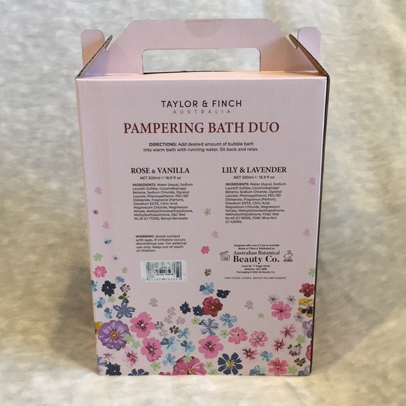 Taylor Finch Australia Pampering Bubble Bath Floral Duo NWT 2 16.9scented Bubble - Picture 9 of 16